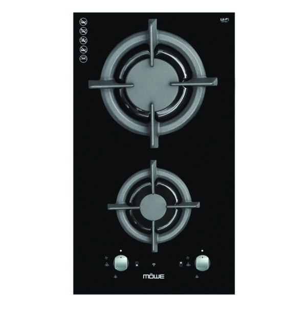 30cm Wifi Hob with 2 Burners Glass