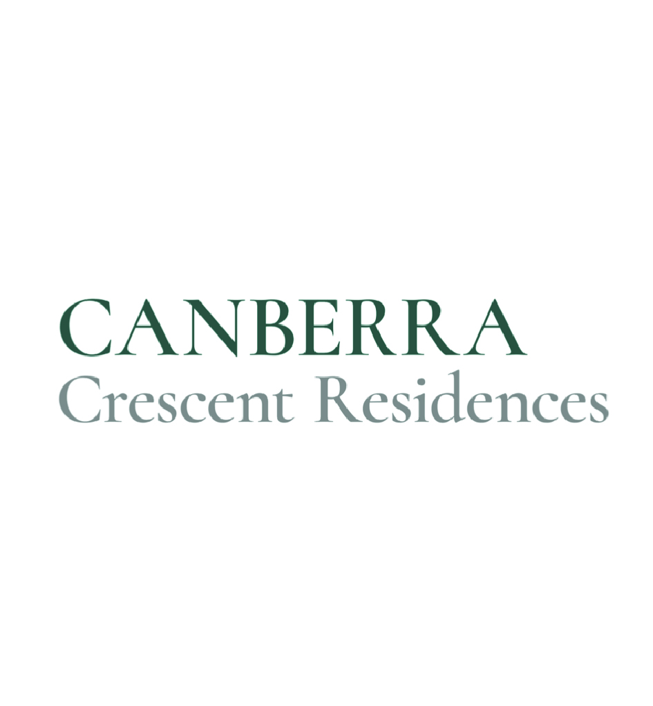 Canberra Crescent Residences logo: ‘CANBERRA’ in dark green above ‘Crescent Residences’ in gray.