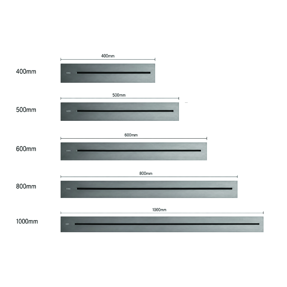 Diagram showing metal panels with a horizontal slot in varying sizes from 400mm to 1000mm (widths shown).