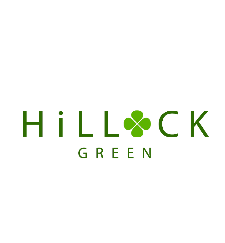 Hillock Green logo featuring a green four-leaf clover between 'LL' and 'CK' with 'GREEN' below.
