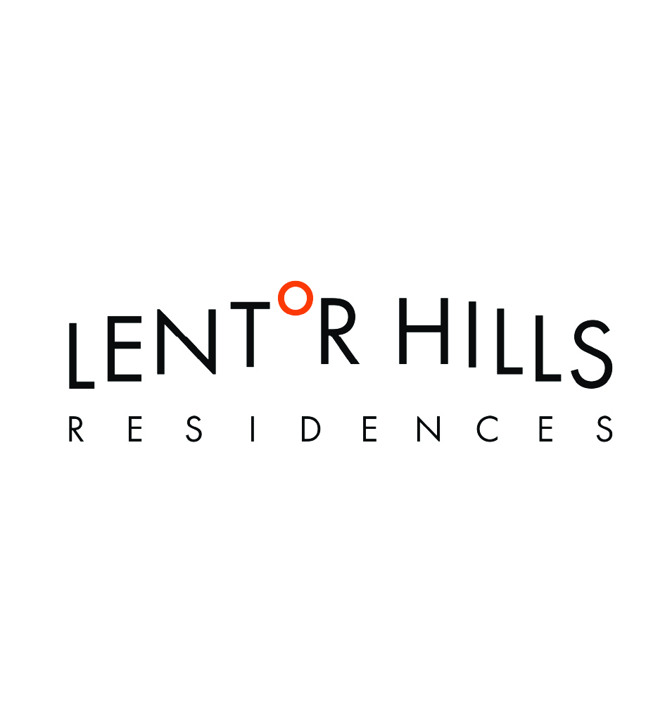 LENT R HILLS RESIDENCES logo: a modern wordmark with a small orange circle between the T and R, and 'RESIDENCES' below in spaced letters.
