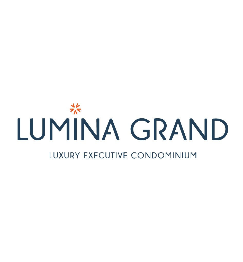 Lumina Grand logo with blue wordmark, orange star accent above, and the subtitle 'Luxury Executive Condominium'.