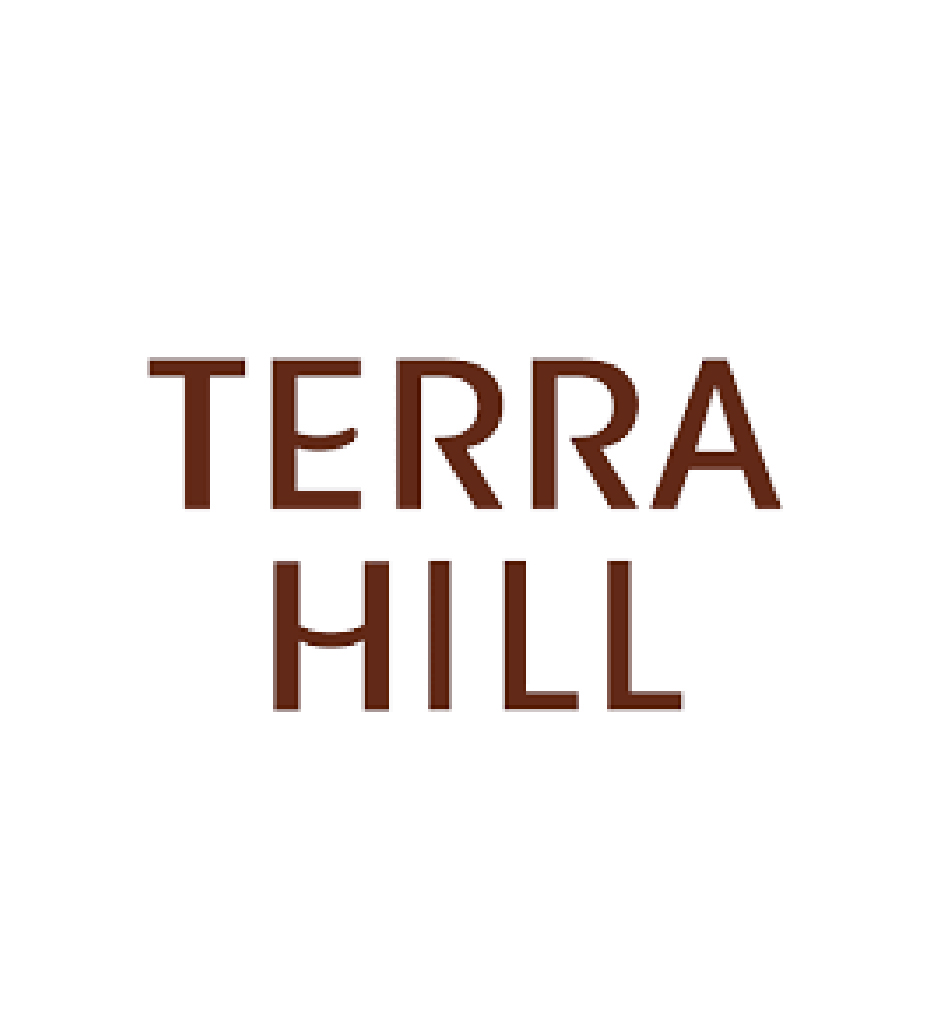 Terra Hill logo: brown, stacked text with 'TERRA' on top and 'HILL' below.