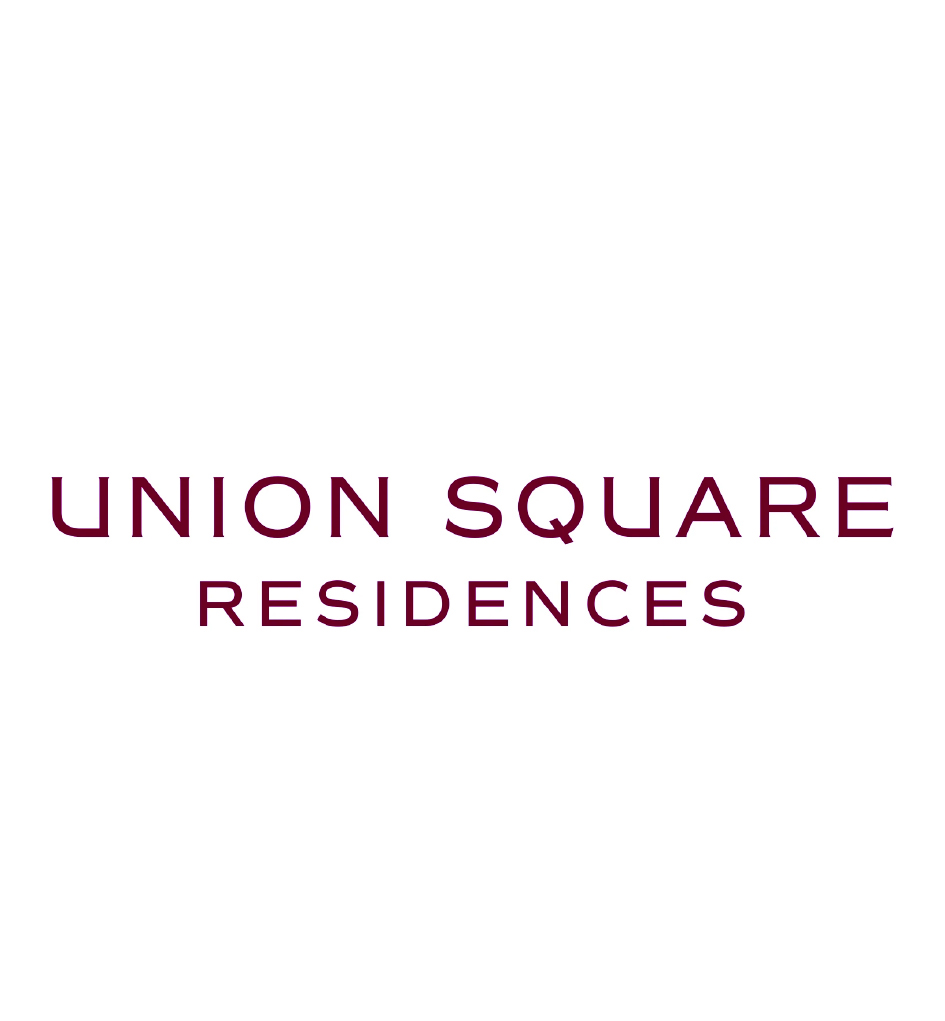 Union Square Residences logo in maroon text on a white background
