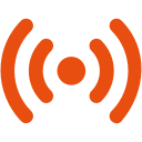 Orange wireless signal icon (radiating arcs) indicating Wi‑Fi/broadcast signal
