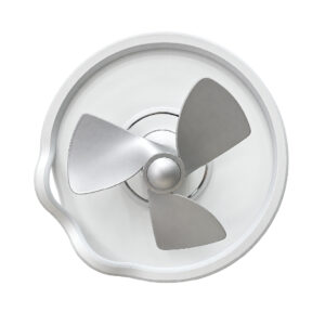 EC53 – Möwe Smart Home Three metal blades attached to a central hub inside a round white housing, like a small turbine/ventilation propeller.